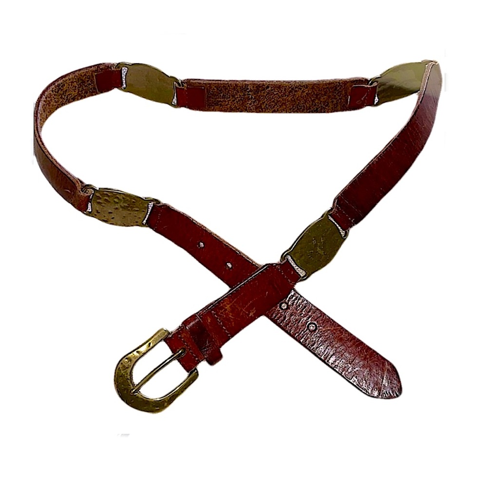 Vintage Handmade Brown Leather Belt